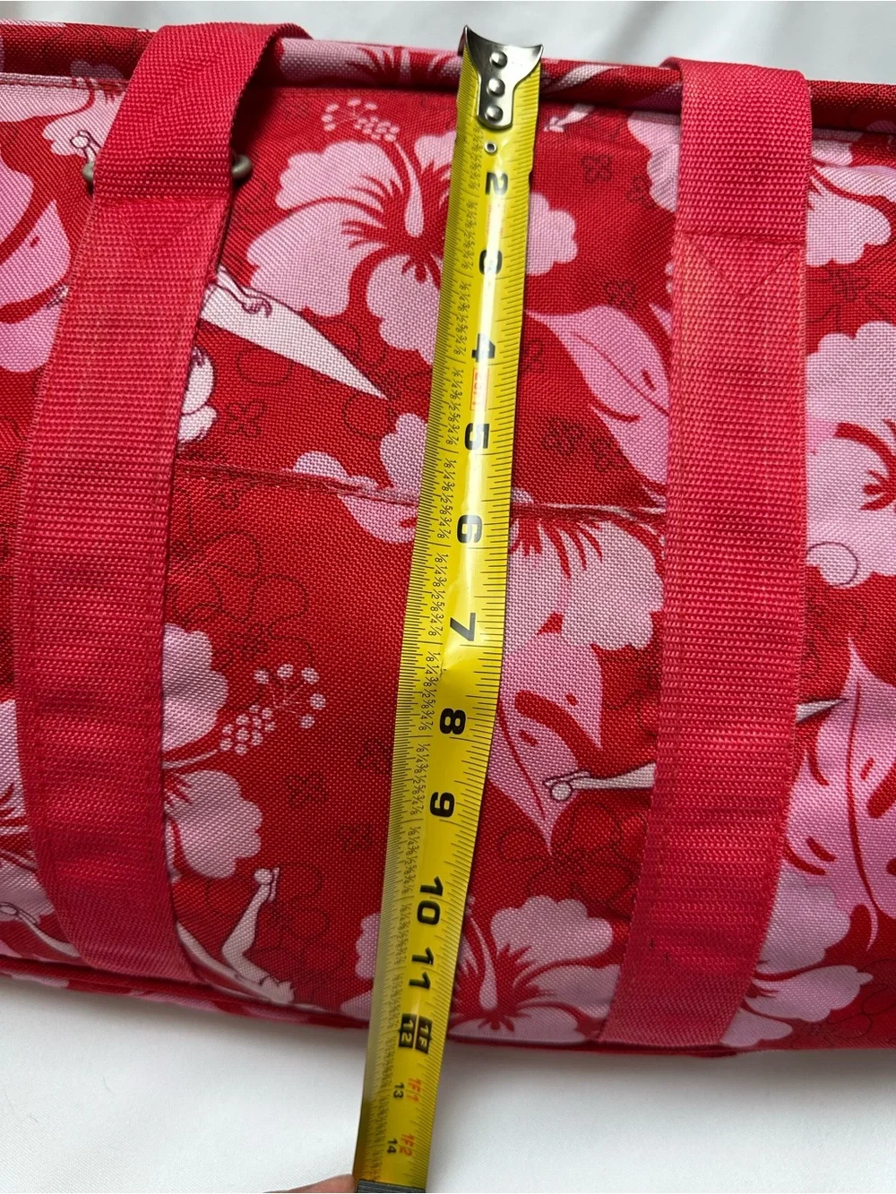 DISNEY TRADER JOE’S PRINT TINKER BELL DUFFEL TRAVEL BAG HAWAIIAN HIBISCUS FLORAL